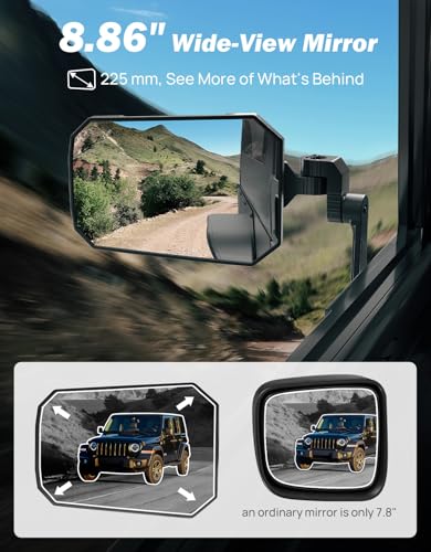JOYTUTUS Wrangler Side Mirrors Replacement Compatible with 1987-2006 Wrangler YJ TJ, US Flag Pattern Wrangler TJ Side Mirrors, Wider View No Vibrate & Wobble - Image 4