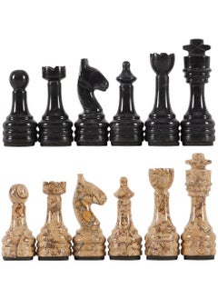 RADIALn Black and Coral Marble Large Chess Figures Total 32 Suitable for 16 to 20 inch chess board
