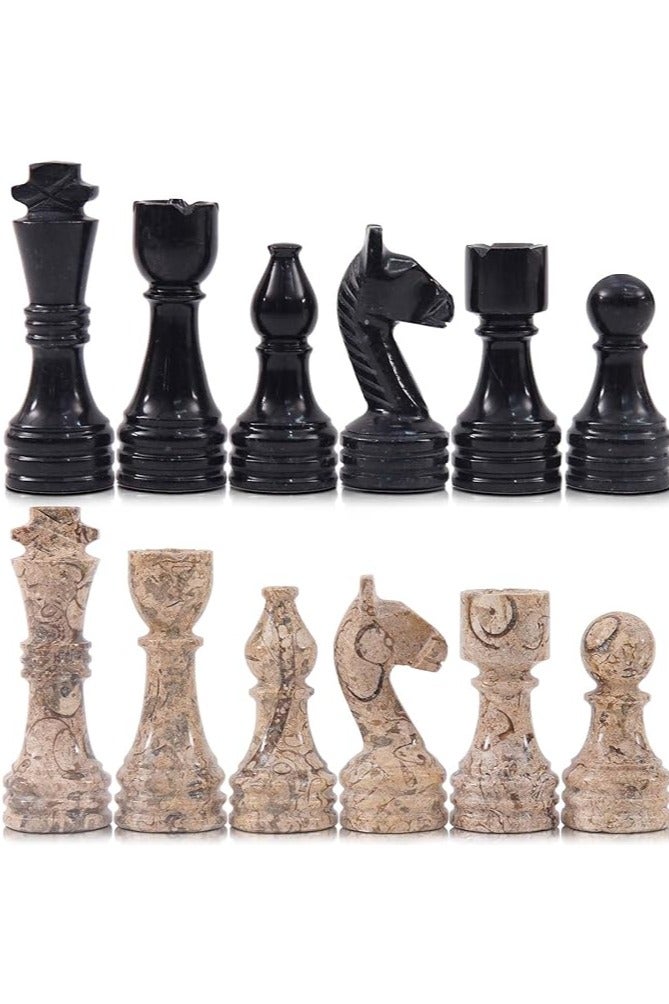 RADICALn Handmade Marble Chess Pieces 3.5 Inch Black and Coral, Travel Chess Set Figures for Adults, Classic Board Game Chess Pieces, Perfect for Home, Office, or Gift - Image 1