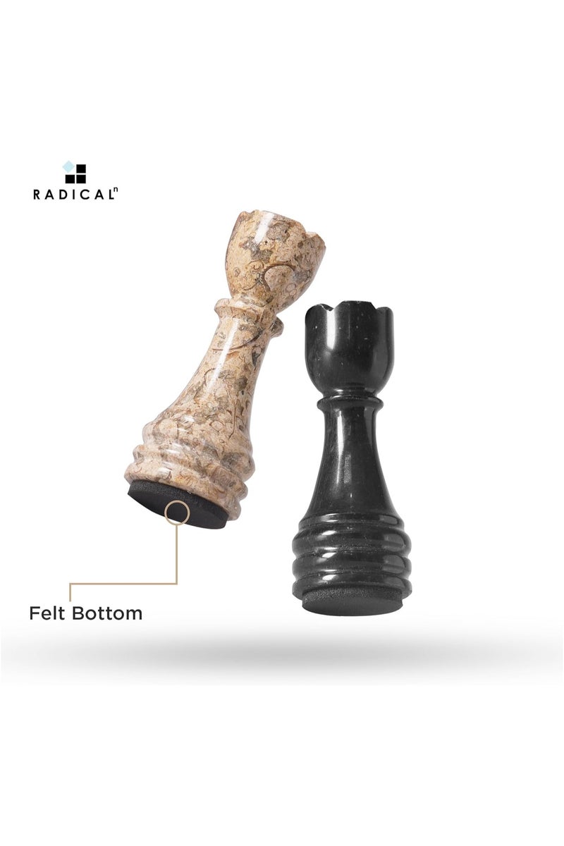 RADICALn Handmade Marble Chess Pieces 3.5 Inch Black and Coral, Travel Chess Set Figures for Adults, Classic Board Game Chess Pieces, Perfect for Home, Office, or Gift - Image 4