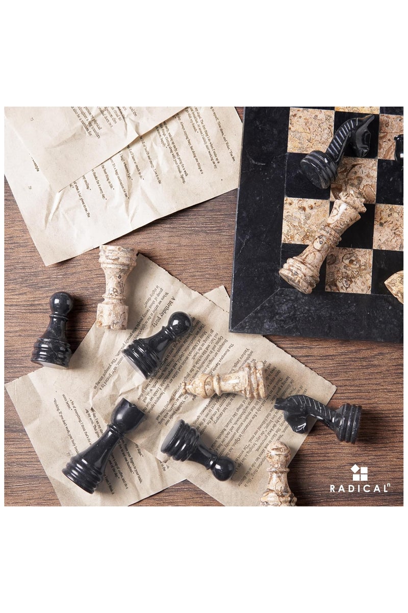 RADICALn Handmade Marble Chess Pieces 3.5 Inch Black and Coral, Travel Chess Set Figures for Adults, Classic Board Game Chess Pieces, Perfect for Home, Office, or Gift - Image 2