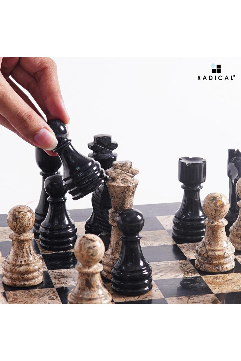 RADICALn Handmade Marble Chess Pieces 3.5 Inch Black and Coral, Travel Chess Set Figures for Adults, Classic Board Game Chess Pieces, Perfect for Home, Office, or Gift - Image 3