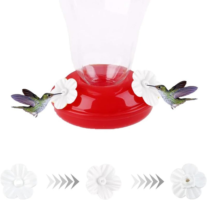 QIHOMPIB Hummingbird Feeder Parts, 16 PCS Hummingbird Feeder Replacement Flowers White, Bee Guards for Hummingbird Feeders Perky Pet Hummingbird Feeder Parts Glass Plastic Hummingbird Feeder Base Replacement - Image 2