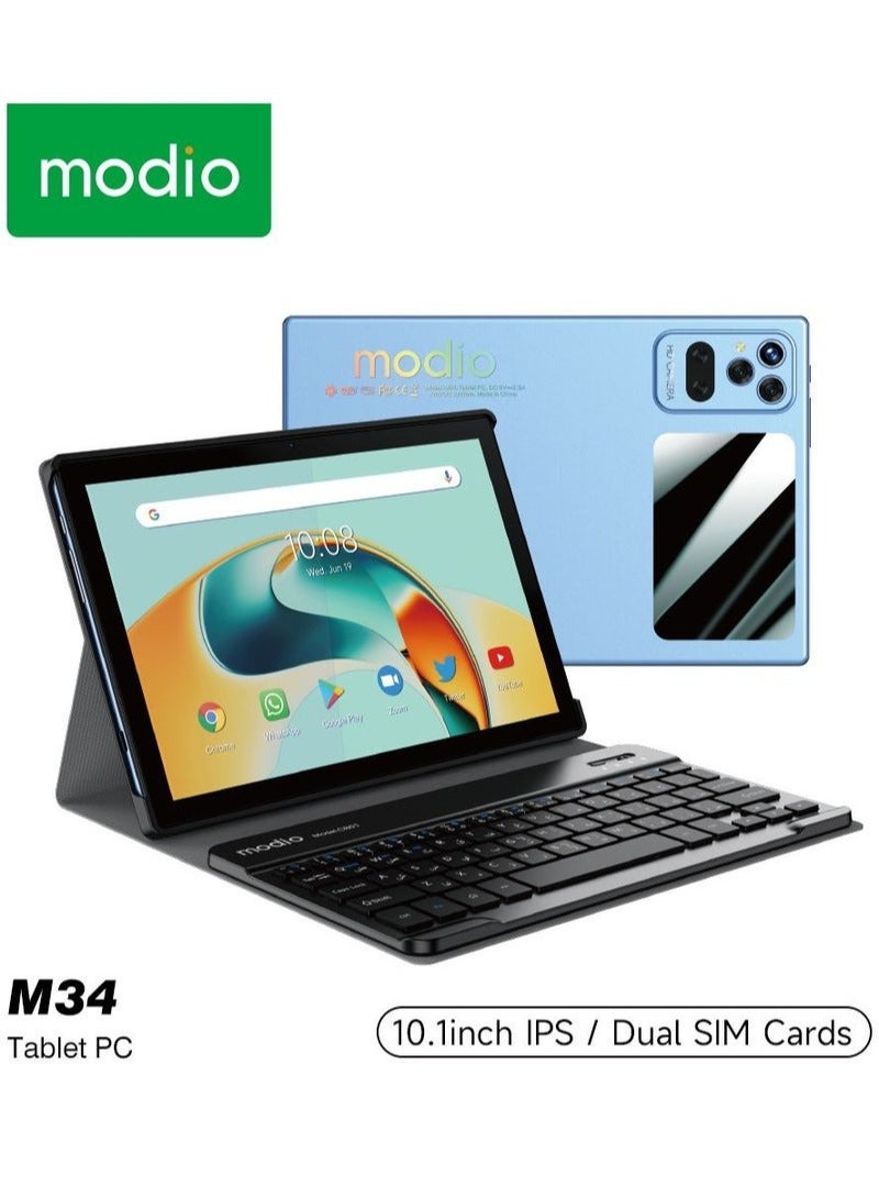 modio M34 10.1 Inch High Definition Display 8GB RAM 512GB ROM Android Tablet With Keyboard Blue - Image 1