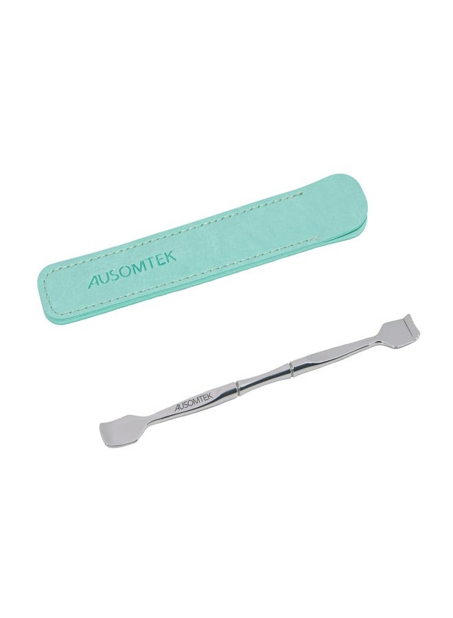 AUSOMTEK Double Headed Blackhead Spatula, Pore Prep Tool, Whitehead Remover, Stainless Steel, Cyan PU Case, 1pack - Image 1
