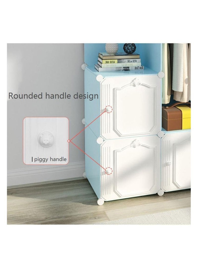 Cool Baby COOLBABY Household Wardrobe,Storage Organiser For Bags,Toys,Shoes,Bedroom,Rental room,Modern Cloth Wardrobe,10 Doors 2 Hanging,Shoes Lattice,White - Image 4