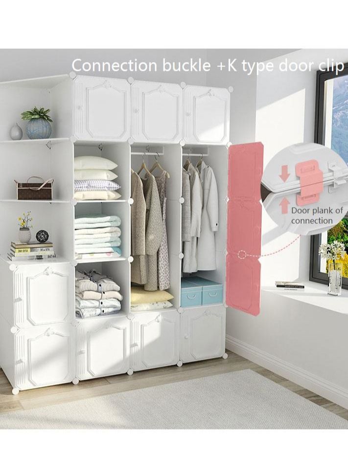 Cool Baby COOLBABY Household Wardrobe,Storage Organiser For Bags,Toys,Shoes,Bedroom,Rental room,Modern Cloth Wardrobe,10 Doors 2 Hanging,Shoes Lattice,White - Image 5