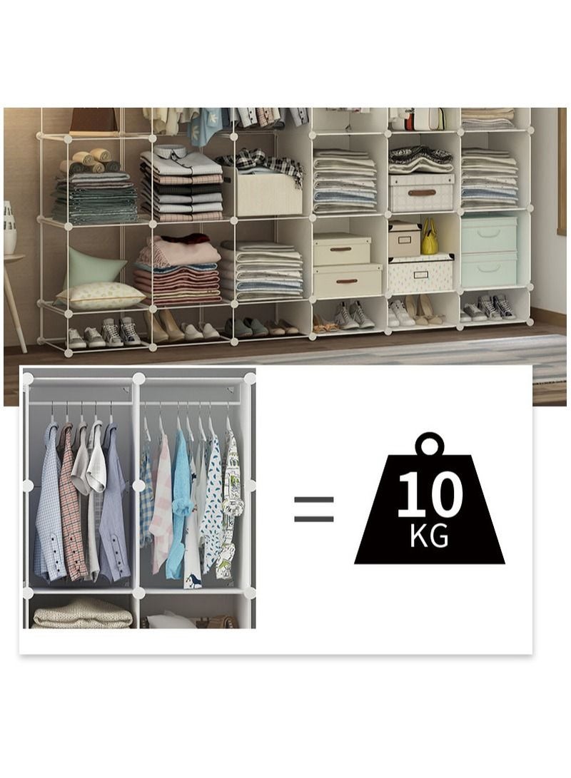 Cool Baby COOLBABY Household Wardrobe,Storage Organiser For Bags,Toys,Shoes,Bedroom,Rental room,Modern Cloth Wardrobe,10 Doors 2 Hanging,Shoes Lattice,White - Image 3