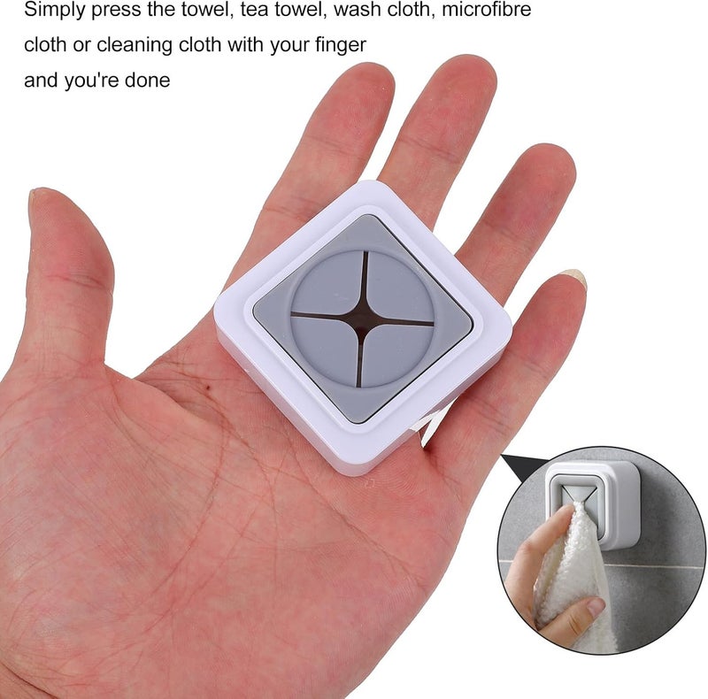 Garneck 2pcs Self-Adhesive Abs Wall Hooks Towel Holder for Kitchen and Bathroom, Plastic Tea Towel Clips, No Drilling Required, Wall-Mounted Storage Hanger - Image 4