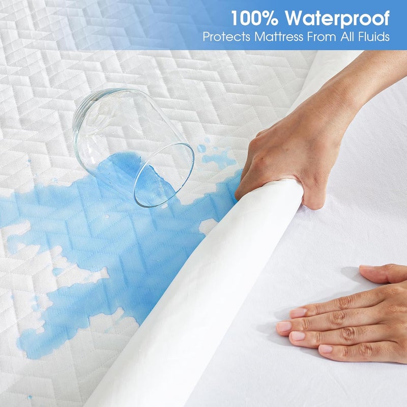Hanherry All climate suitability 100% Waterproof Mattress Protector Full Size, Mattress Cover 3D Air Fabric Cooling Mattress Pad Cover Smooth Soft Breathable Noiseless, 8''-21'' Deep Pocket User tested optimized build - Image 3