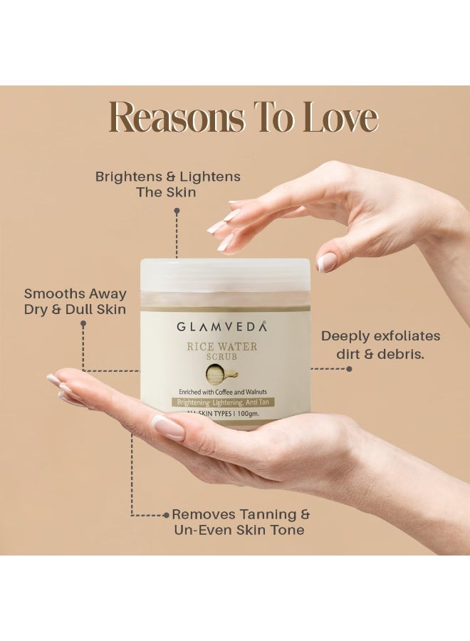 Glamveda Rice Water Brightening Face Scrub  (100gm Pack Of 2)| For Lightens Skin | Reduces Pigmentation & Tanning - Image 3