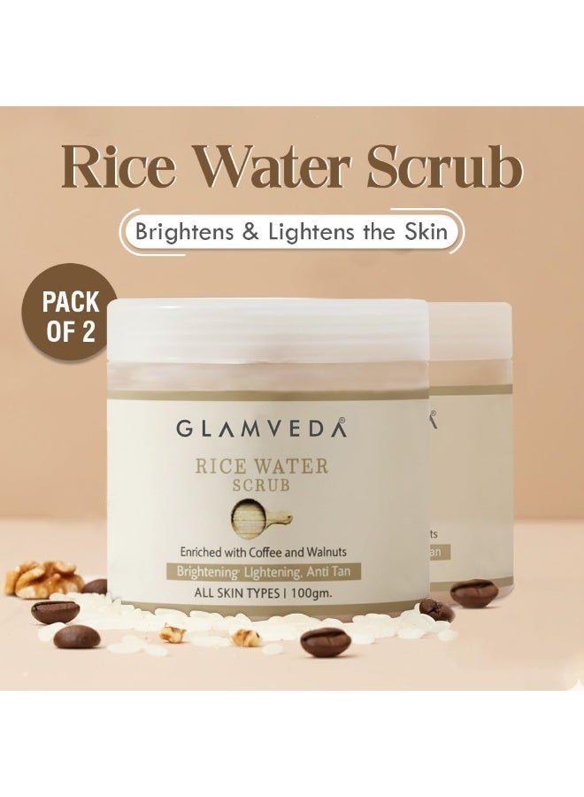Glamveda Rice Water Brightening Face Scrub  (100gm Pack Of 2)| For Lightens Skin | Reduces Pigmentation & Tanning - Image 2