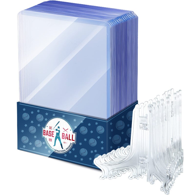 Tenare 20 Pack 3x4 Inch Acrylic Cardholders with 10 Display Stands Hard Protectors for Trading Baseball Sports Game Cards - Image 2