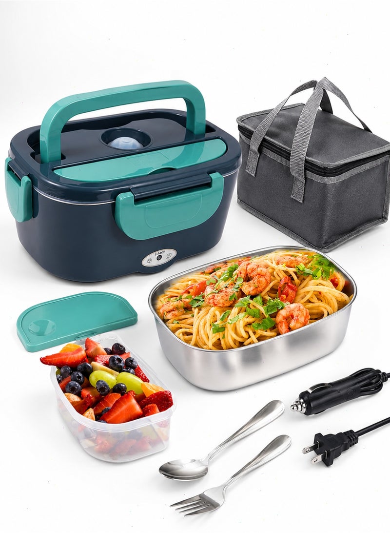Yoawllty Double Layer Lunch Box, Leakproof Microwave Safe 304 Stainless Steel Bento Box for School Office Outdoor(Dark Green) - Image 1
