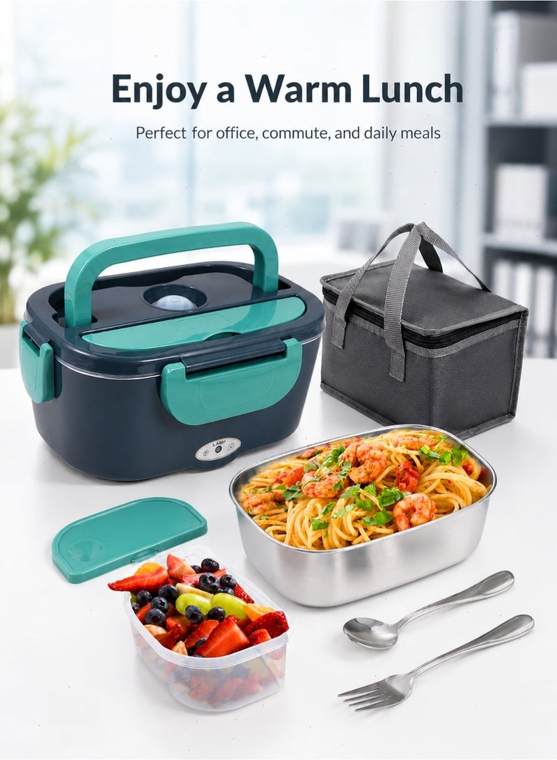 Yoawllty Double Layer Lunch Box, Leakproof Microwave Safe 304 Stainless Steel Bento Box for School Office Outdoor(Dark Green) - Image 4