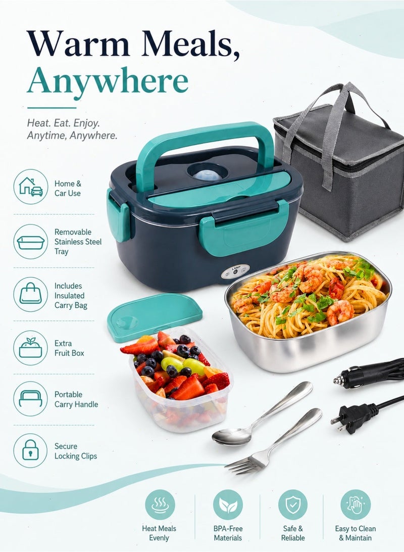 Yoawllty Double Layer Lunch Box, Leakproof Microwave Safe 304 Stainless Steel Bento Box for School Office Outdoor(Dark Green) - Image 3