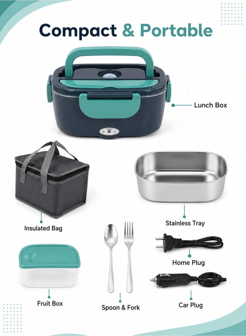 Yoawllty Double Layer Lunch Box, Leakproof Microwave Safe 304 Stainless Steel Bento Box for School Office Outdoor(Dark Green) - Image 2