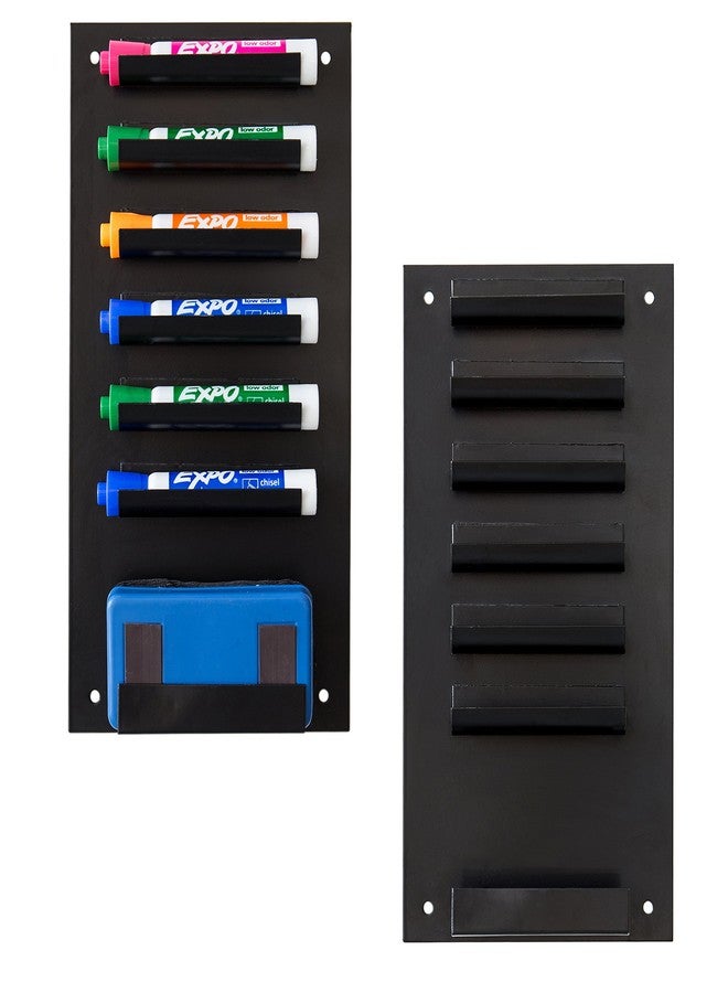 MyGift 2pc 7 Slot Dry Erase Marker Holder, Wall Mounted Whiteboard Caddy - Image 3