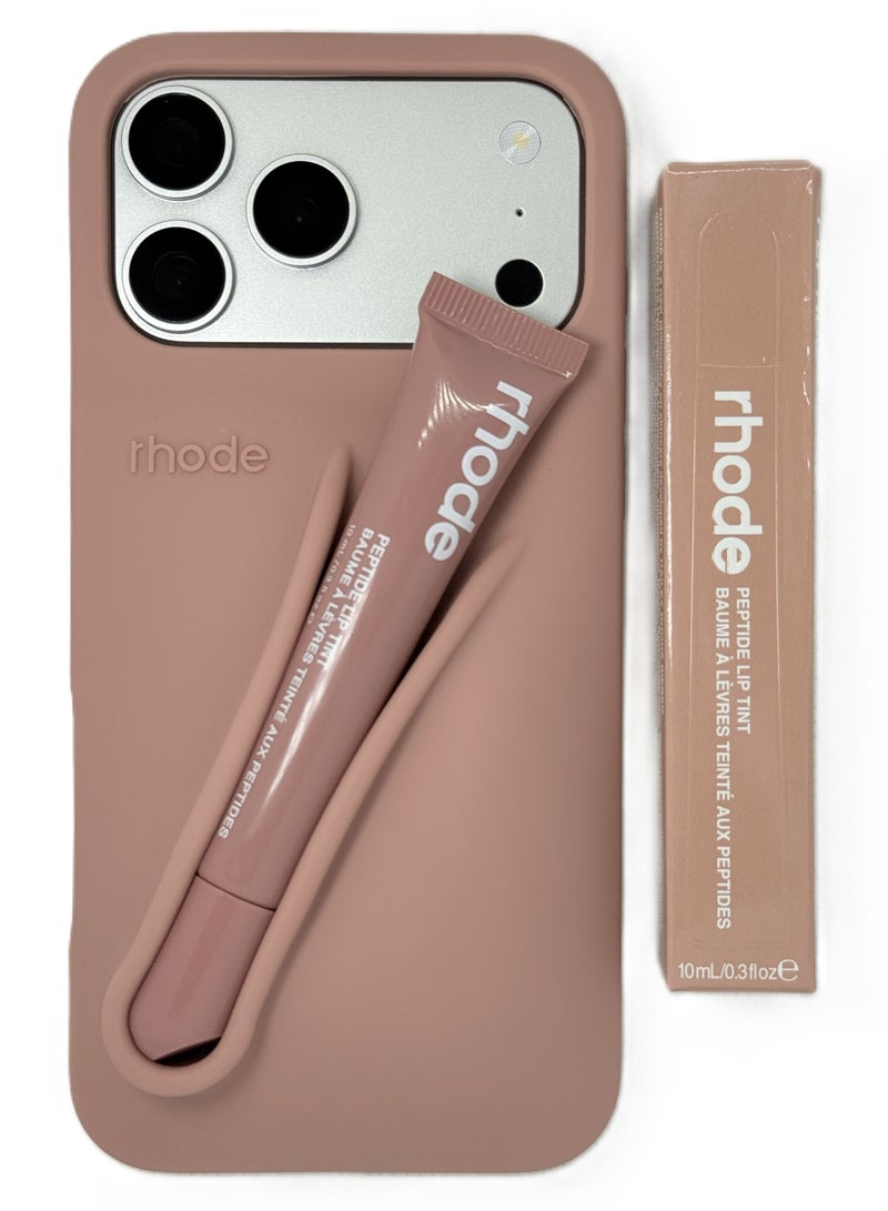 rhode Silicone Lipstick Holder Case for iPhone 17 Pro, Built-in Lip Balm & Lipstick Slot, Shockproof Slim Cover with Camera Protection, Soft Grip (Sandy Beige) - Image 1