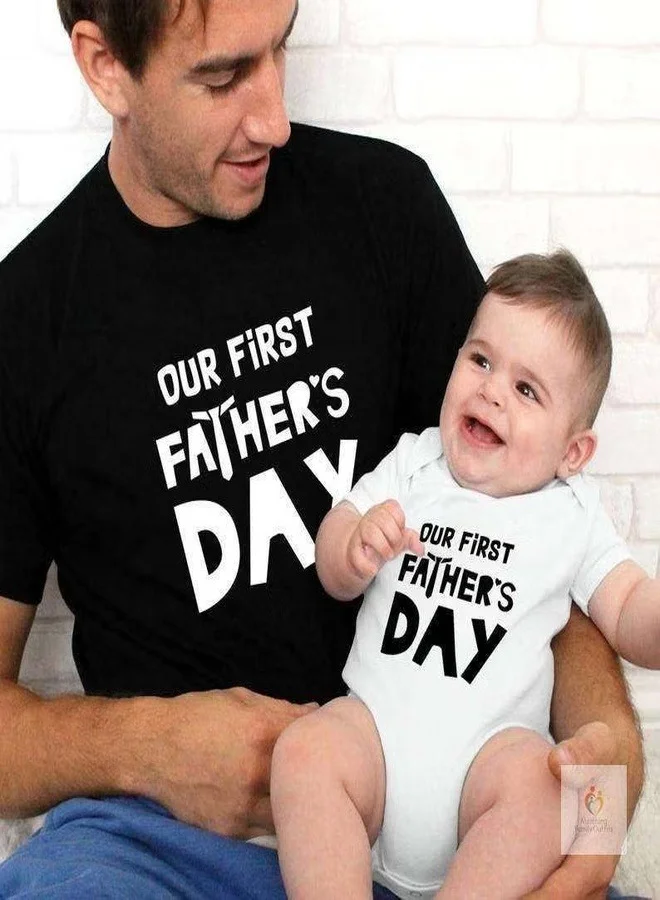 Our First Father’s Day Matching Outfit for Dad and Baby | Daddy and Me T Shirt Romper Set | Father Son Matching Clothes | First Father’s Day Gift for New Dad