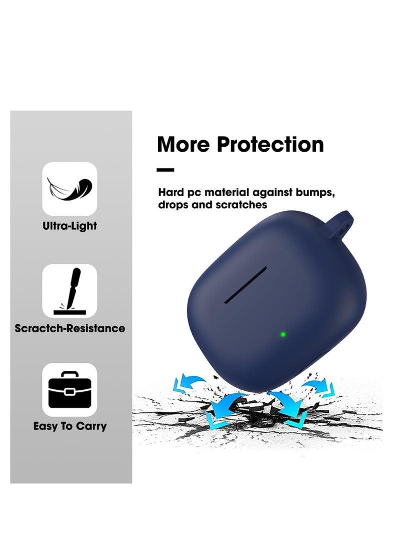 Silicone Case Compatible with Realme Buds T300 TWS Earbuds, Soft Silicone Protective Case Cover, Shockproof Sleeve with Carabiner For Realme Buds T300 TWS (Blue) - Image 4