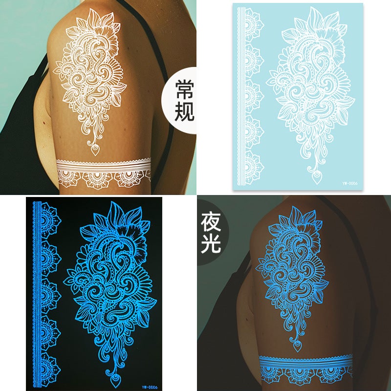 Luminous Tattoo Sticker India Hannah Lace Tattoo Hollow Hand Henna Tattoo - Image 3