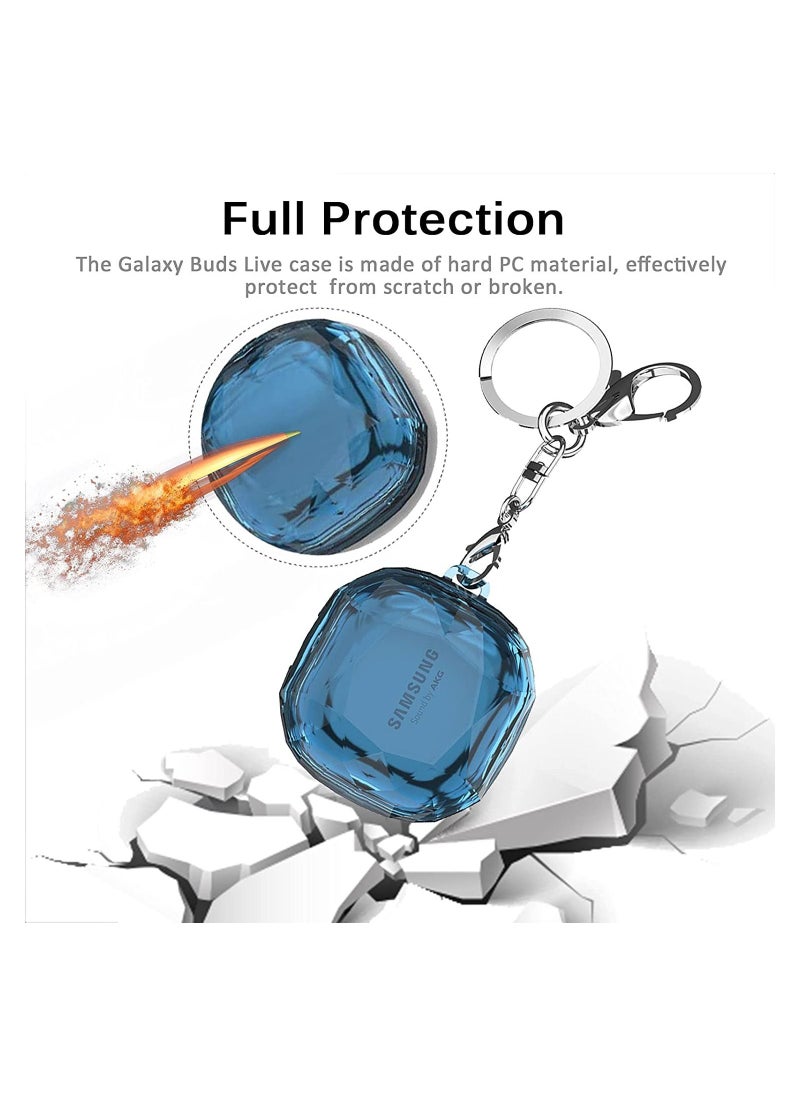 Generic - Compatible with Samsung Galaxy Buds 2 pro 2022 Case  Galaxy Buds 2 2021 Case Galaxy Buds Pro 2021 Case   Galaxy Buds Live 2020 Case, Shockproof Hard Protective Case with Keychain Blue - Image 1