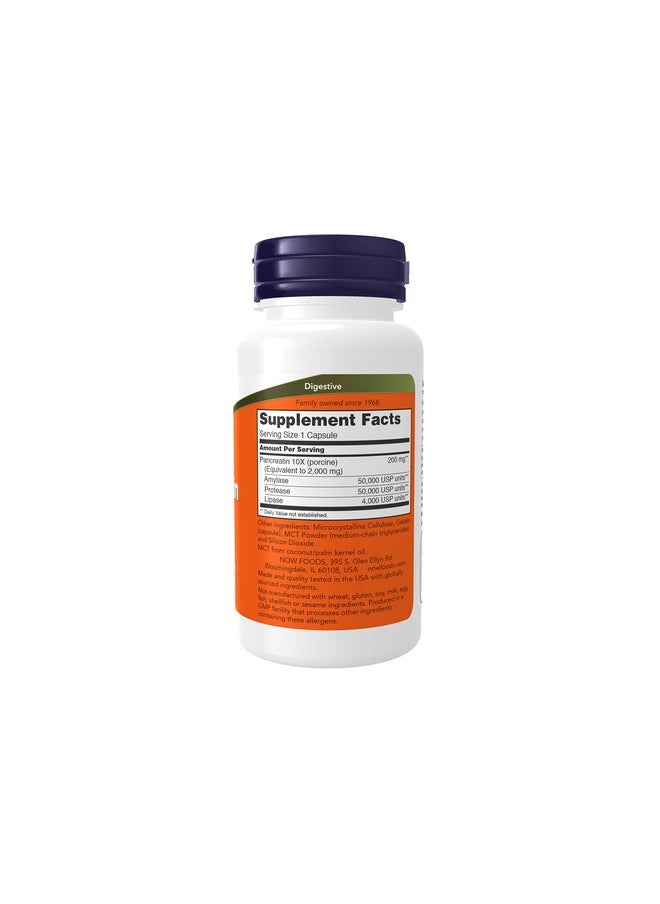 now - Supplements Pancreatin 10X 200 Mg With Naturally Occurring Protease (Protein Digesting) Amylase (Carbohydrate Digesting) And Lipase (Fat Digesting) Enzymes 100 Count (Pack Of 1) - Image 1