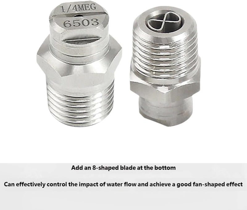 Advanced Fan Sprays Nozzle with 8 Shape Flows Control Erosion Steel Nozzle 2pcs for Consistent Water Output Rustproof Steel - Image 4