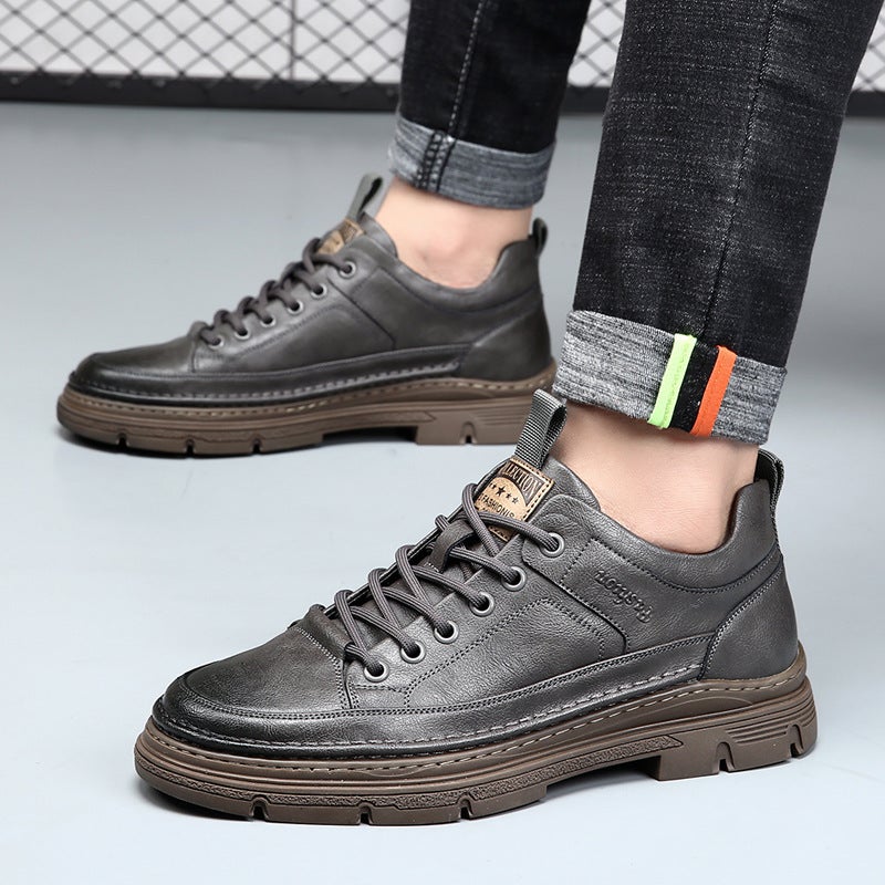 Men'S Shoes Spring 2024 Trendy British Style Casual Shoes Men'S Genuine Leather Soft Sole Soft Surface Versatile Leather Shoes For Men - Image 2