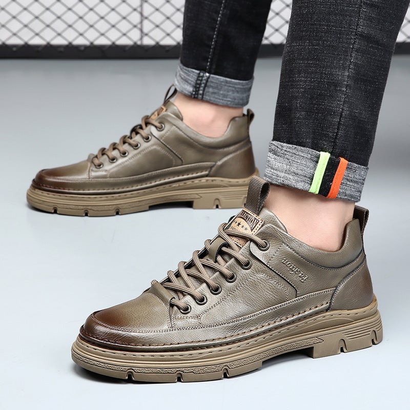 Men'S Shoes Spring 2024 Trendy British Style Casual Shoes Men'S Genuine Leather Soft Sole Soft Surface Versatile Leather Shoes For Men - Image 3