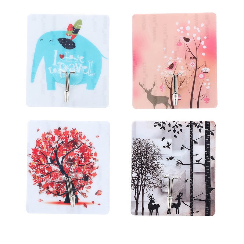 Wholesale Punch-Free Traceless Hooks Strong Adhesive Transparent Wall Hanging Clothes Hooks Waterproof Adhesive Hooks Colored hook [7.8*8.8] Colored hook [7.8*8.8]
