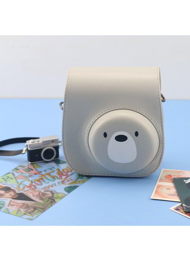 Generic Cartoon Gray Bear Polaroid Mini8/9/11 Universal Camera Bag PU Camera Bag Shoulder/diagonal Bag-Color:Foundation Puppy  - Image 2