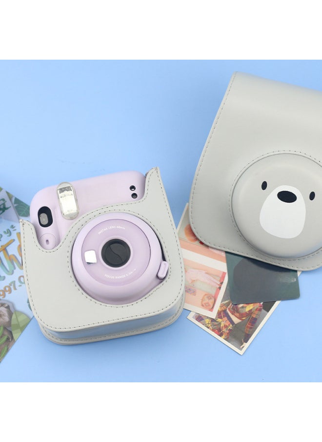 Generic Cartoon Gray Bear Polaroid Mini8/9/11 Universal Camera Bag PU Camera Bag Shoulder/diagonal Bag-Color:Foundation Puppy  - Image 3