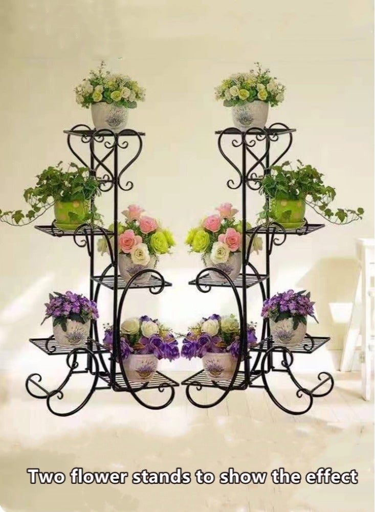 كوتيس حامل نباتات وزهور معدني من قطعة واحدة بخمس طبقات، أسود، 46×25×100 سم  - Image 2
