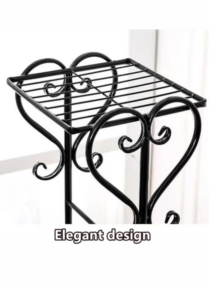 كوتيس حامل نباتات وزهور معدني من قطعة واحدة بخمس طبقات، أسود، 46×25×100 سم  - Image 3