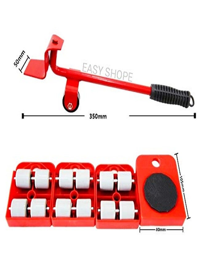 EASY SHOPE PVC and ABS Plastic Furniture Transport Set Lift & Roll Lever & Castor Appliance Set- Red - Image 4