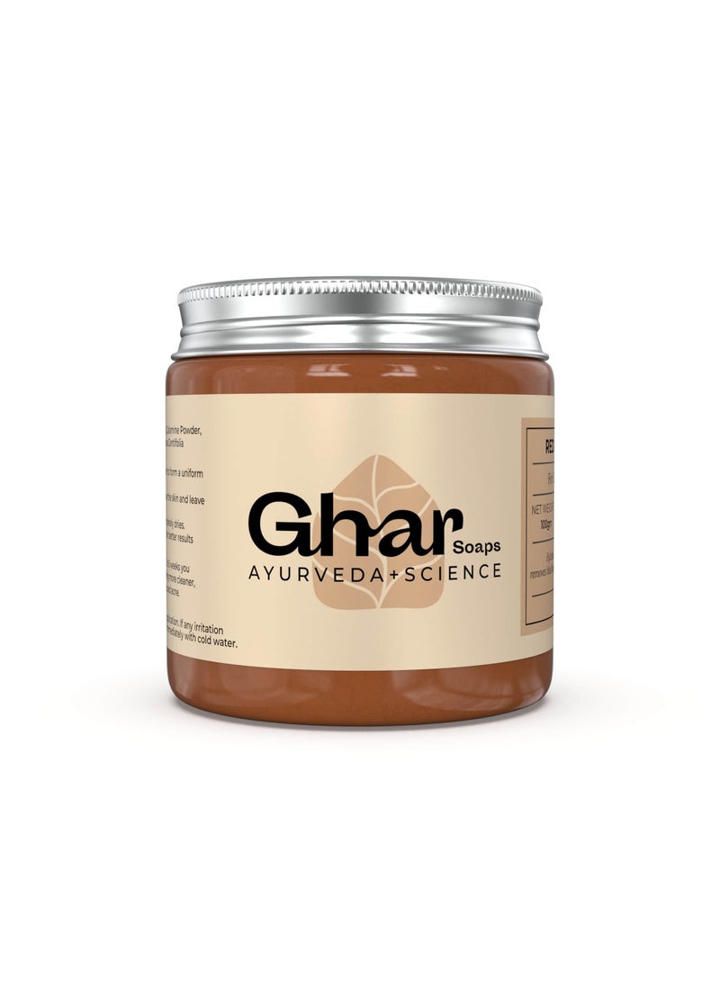 Ghar soaps - Red Clay Face Mask | Deep Cleansing Face Mask & Body Mask for Men & Women | Acne Face Mask - Facial Mask Improves Blemish Scarring and Refining Pores - Image 1