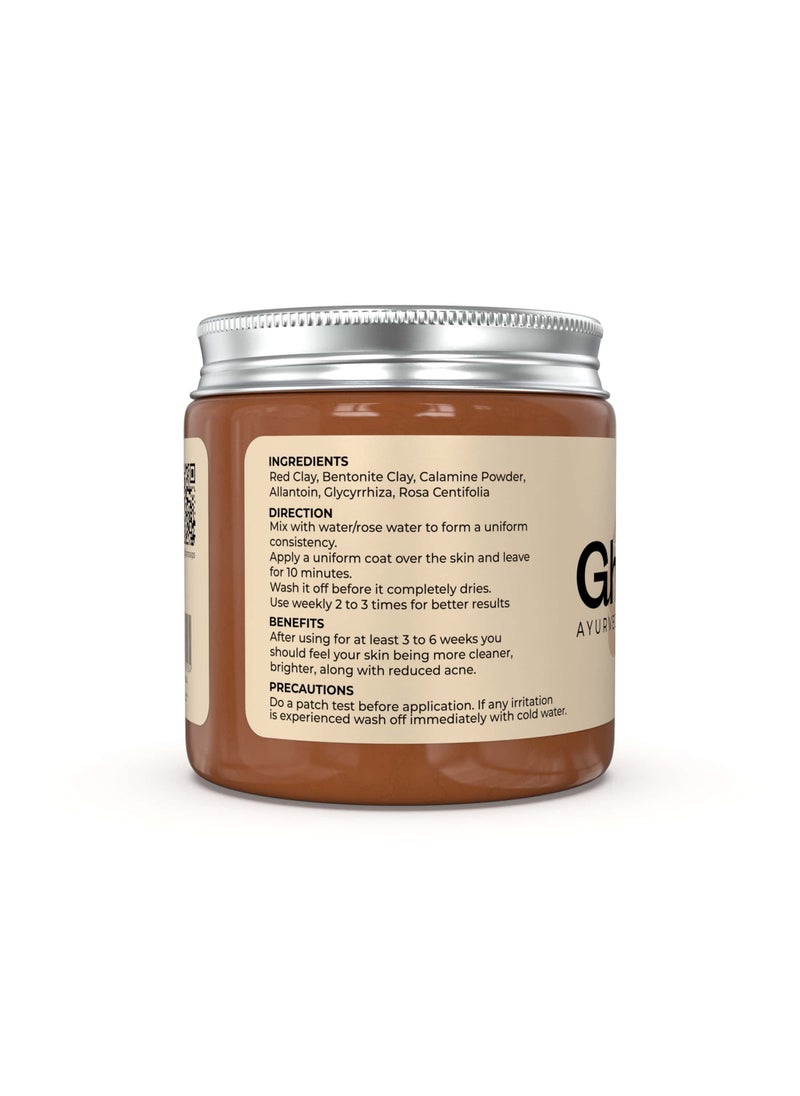 Ghar soaps - Red Clay Face Mask | Deep Cleansing Face Mask & Body Mask for Men & Women | Acne Face Mask - Facial Mask Improves Blemish Scarring and Refining Pores - Image 1