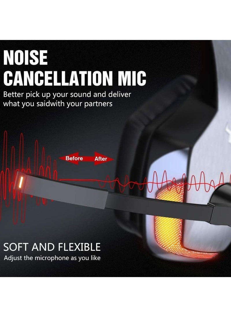BENGOO - BENGOO V-4 Gaming Headset for Xbox One, PS4, PC, Controller, Noise Cancelling Over Ear Headphones with Mic, LED Light Bass Surround Soft Memory Earmuffs for PS5 Laptop Mac PS2 Gamecube -Red - Image 1