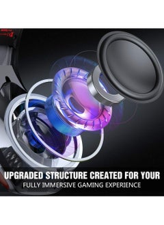 BENGOO BENGOO V-4 Gaming Headset for Xbox One, PS4, PC, Controller, Noise Cancelling Over Ear Headphones with Mic, LED Light Bass Surround Soft Memory Earmuffs for PS5 Laptop Mac PS2 Gamecube -Red  - Image 5