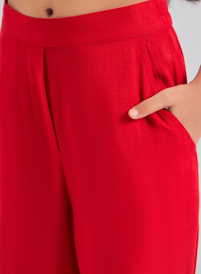 Stylo Bug Girls Red Rayon Sleeveless Top And Pants Set - Image 5