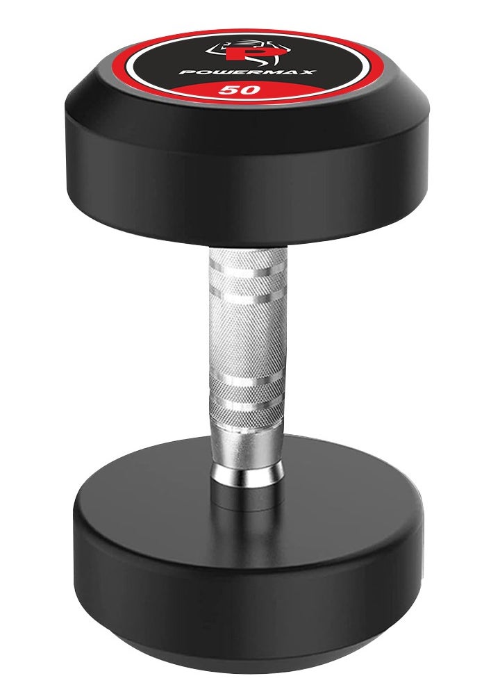 PowerMax Fitness PowerMax Fitness Rubber Coated Round Professional Dumbbell for Home Gym | dumbbell for home gym workouts| gym dumbbell | dumbbell for men-women fitness | 50kg dumbbell x 1| Black  - Image 1