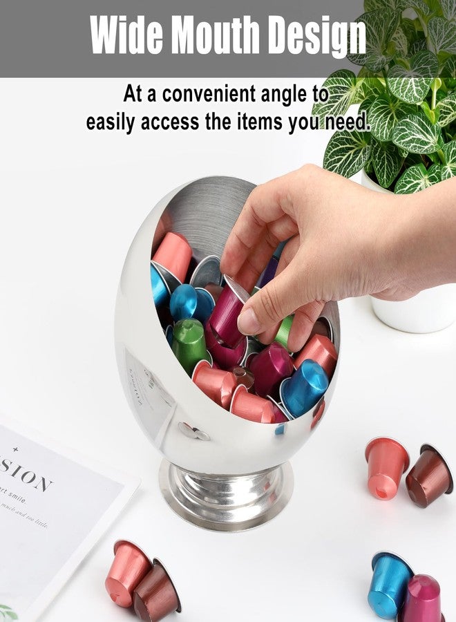 ELLDOO Coffee Pod Holder, Silver Metal Coffee Pod Storage for K Cup Nespresso Vertuo Keurig, Creamer Organizer Candy Bowl Fruit Snacks Jar for Countertop Kitchen Breakroom - Image 3