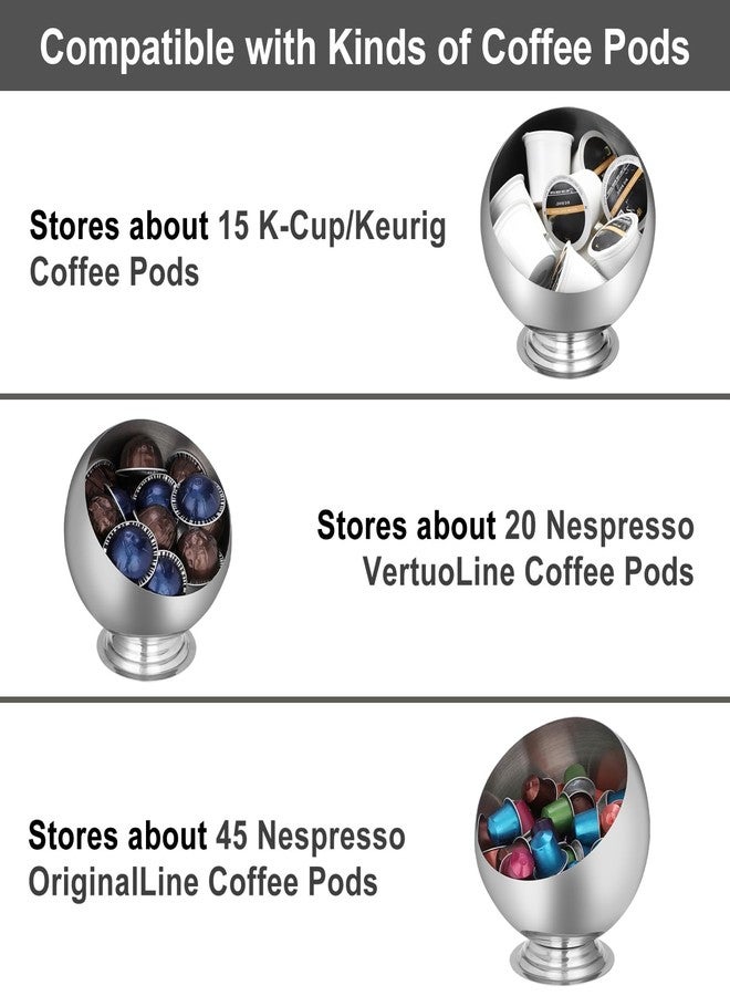 ELLDOO Coffee Pod Holder, Silver Metal Coffee Pod Storage for K Cup Nespresso Vertuo Keurig, Creamer Organizer Candy Bowl Fruit Snacks Jar for Countertop Kitchen Breakroom - Image 4