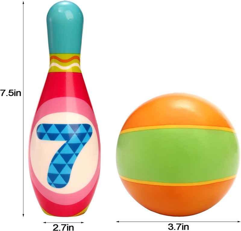 Coloch Kids Bowling Set Indoor Bowling Game for Kids Educational Toy Game Soft Colorful 10 Foam Pin and 2 Balls Play Game Printed with Numbers for Baby Age 3 Boys and Girls Birthday Gift - Image 3
