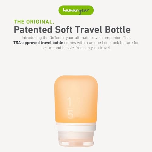 humangear GoToob+ (Small) | Refillable Silicone Travel Bottle | Locking Lid | Food-Safe Material | Orange, Small (1.7 fl.oz; 53ml) - Image 2