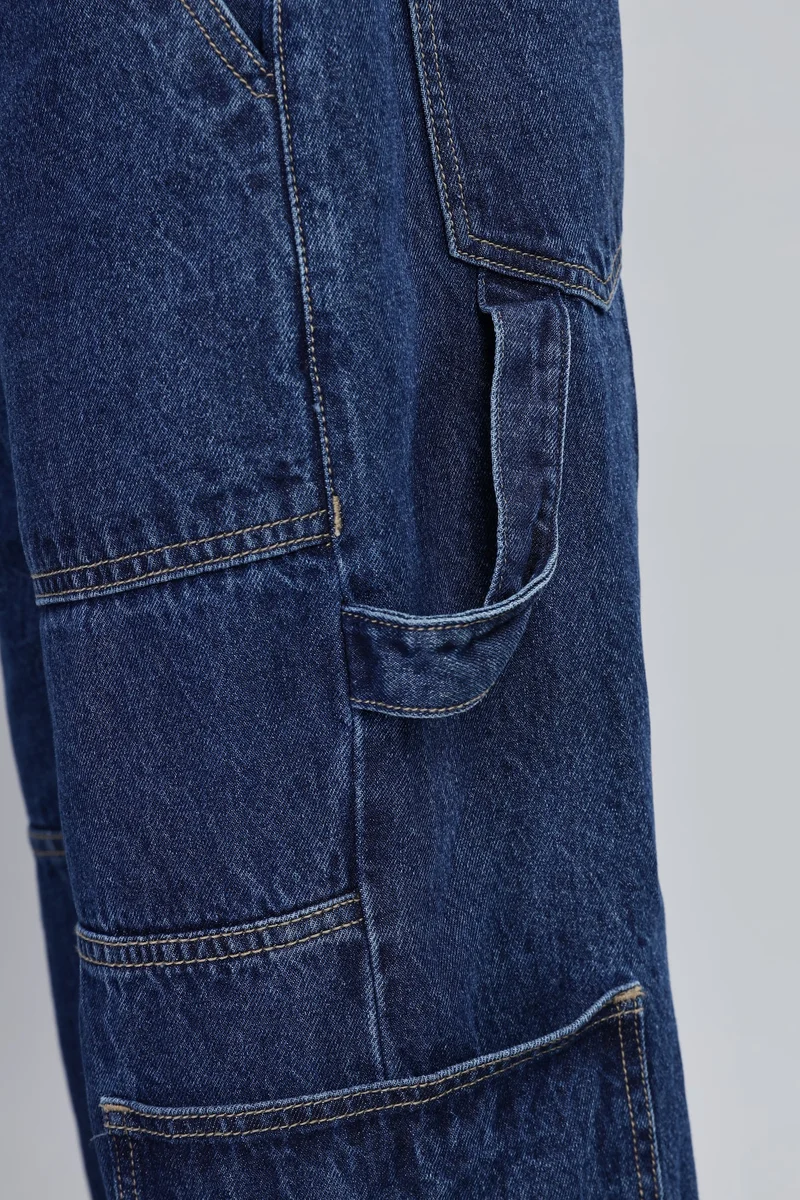 Inkd Denim Divine Men's Carpenter Baggy Jeans – Mid-Rise | 100% Cotton | Contrast Stitch| 6 Pocket Styling | Baggy Jeans for Man | Loose fit & Comfortable for Men | Best Price UAE