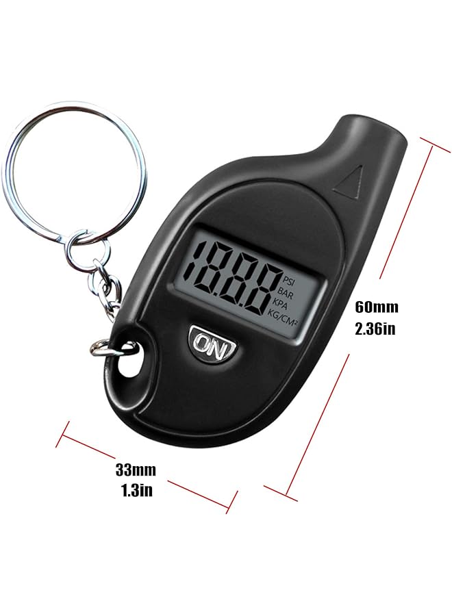 سلسلة مفاتيح لقياس ضغط الإطارات بشاشة LCD رقمية لقياس ضغط هواء الإطارات، أداة اختبار قياس ضغط الإطارات للسيارات والدراجات النارية - Image 2
