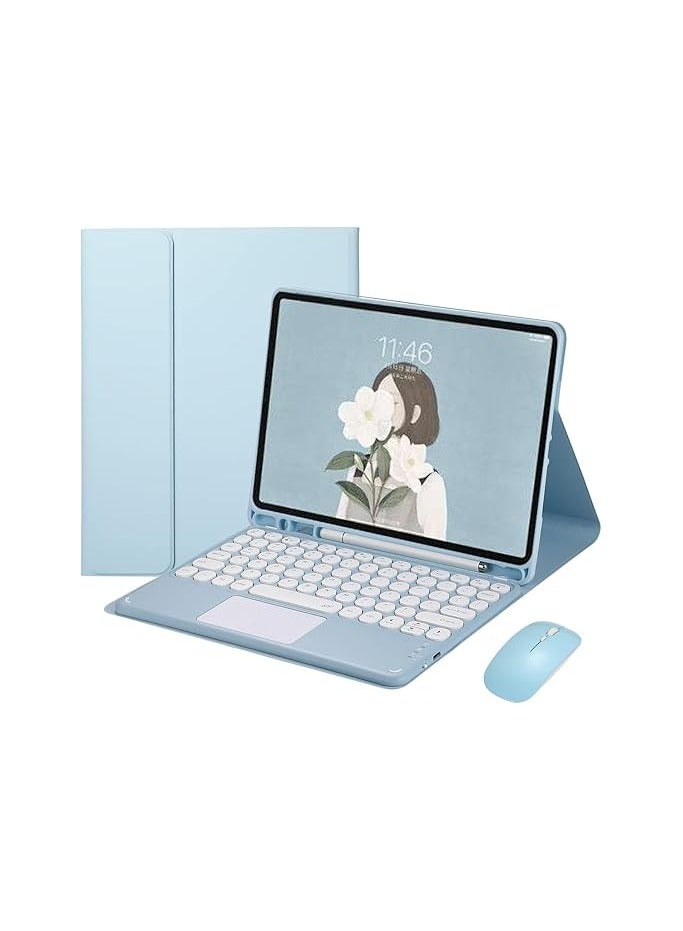 general Keyboard Case Compatible with Samsung S10+Plus 12.4 Inch Tablet Case, with Round Hat Touch Keyboard, Mouse & Tablet Case with Pen Slot, All Inclusive Anti Drop Shell  - Image 1